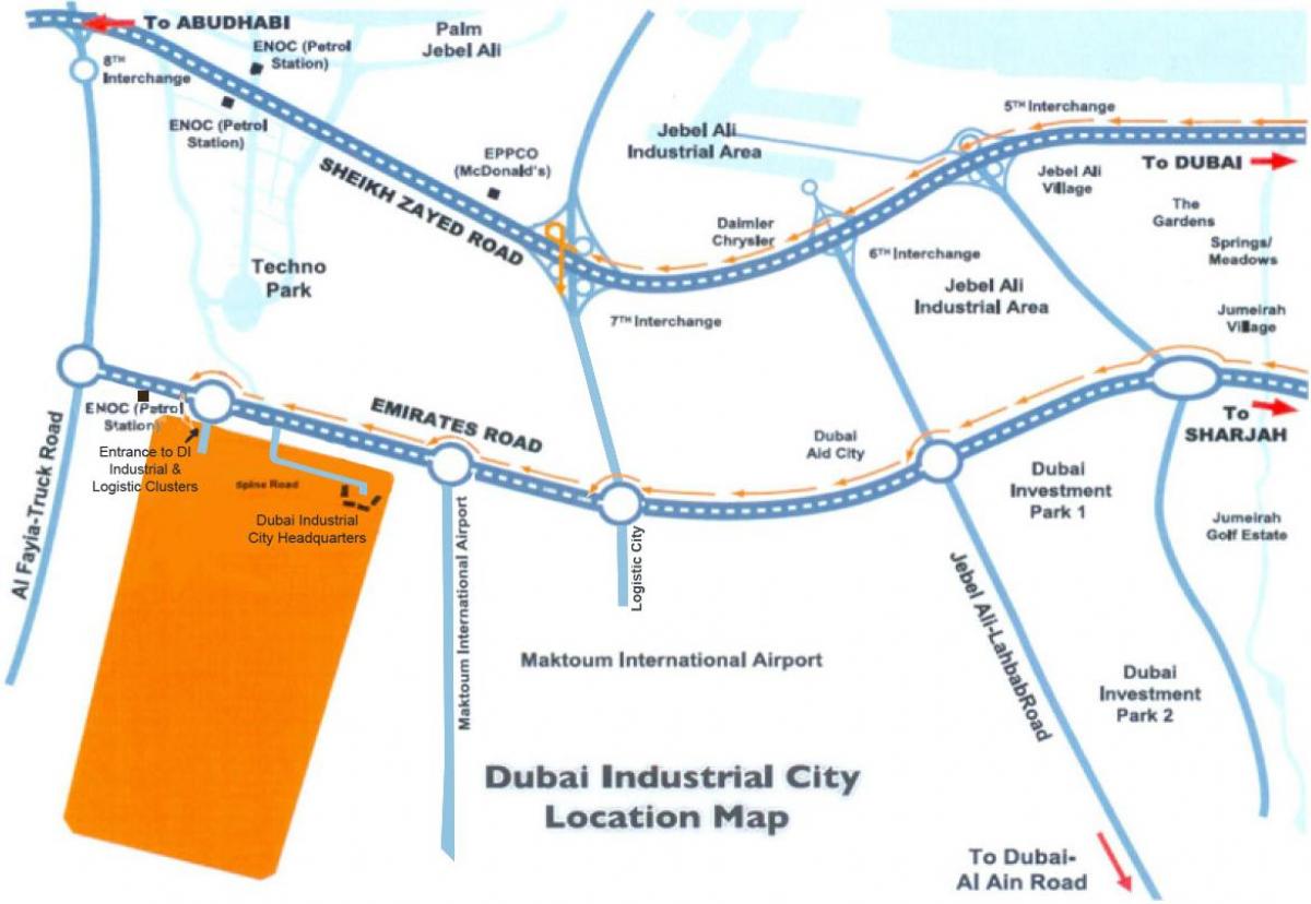 карта Дубаија индустријски град