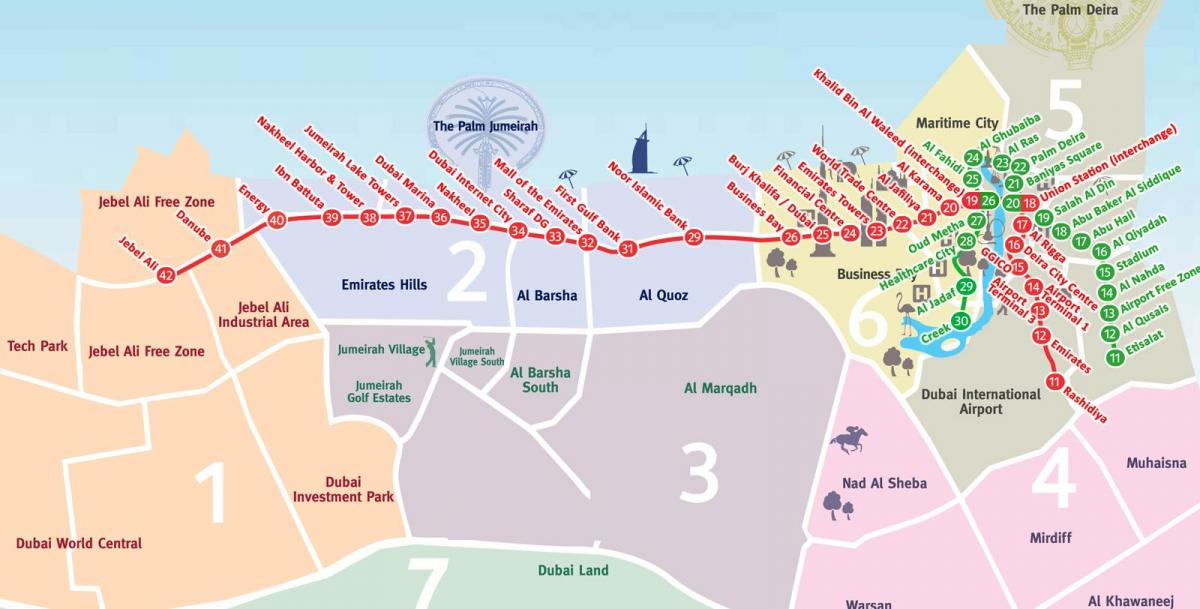 мапа подручја у Дубаију