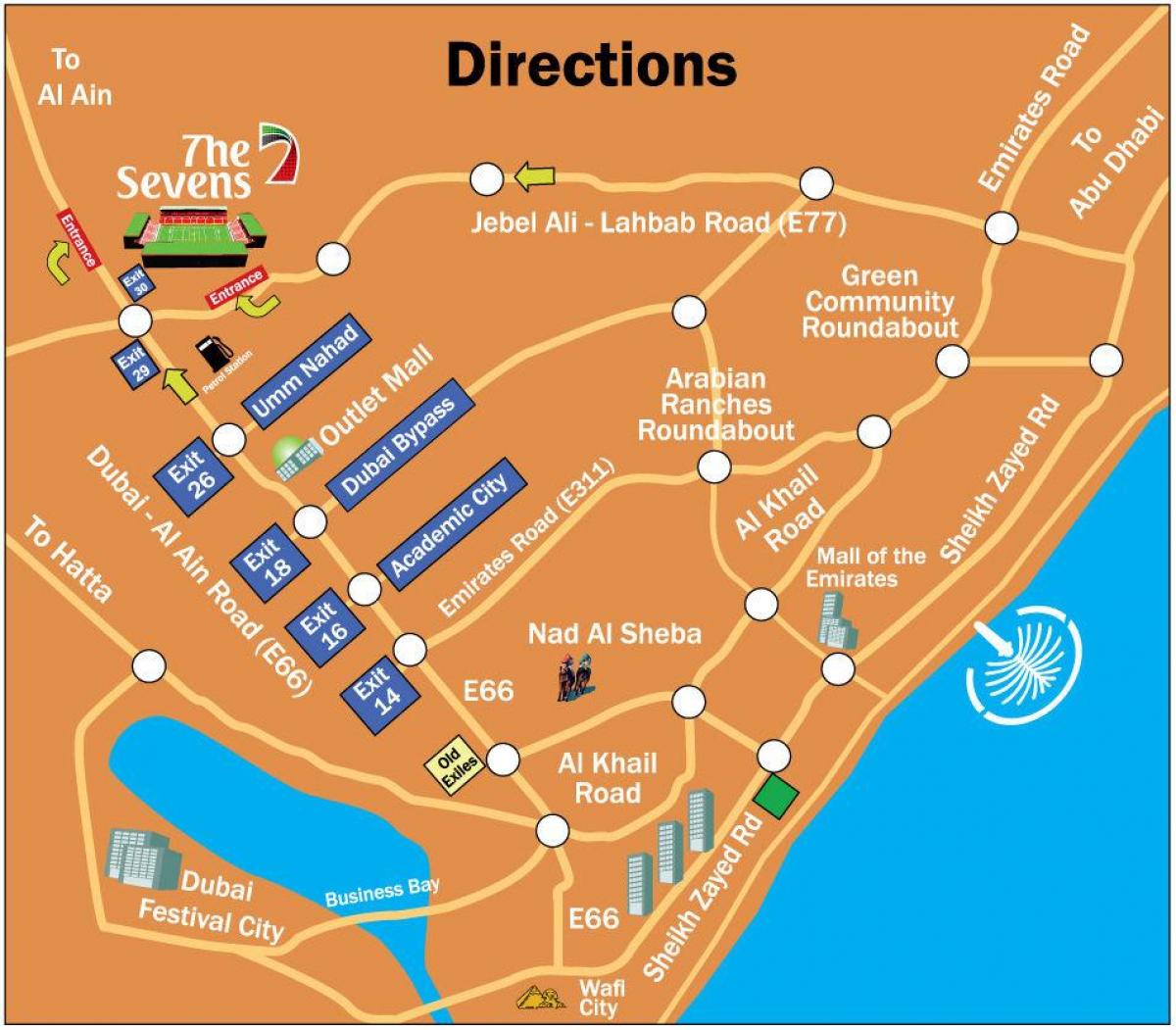 рагби Дубаи локација на мапи