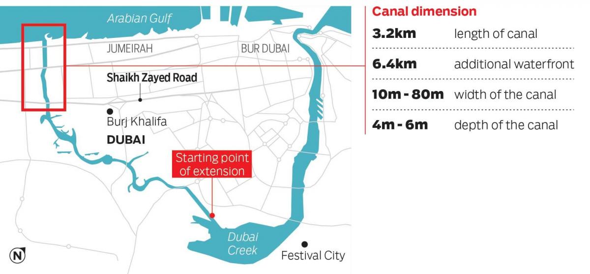 карта Дубайского канала
