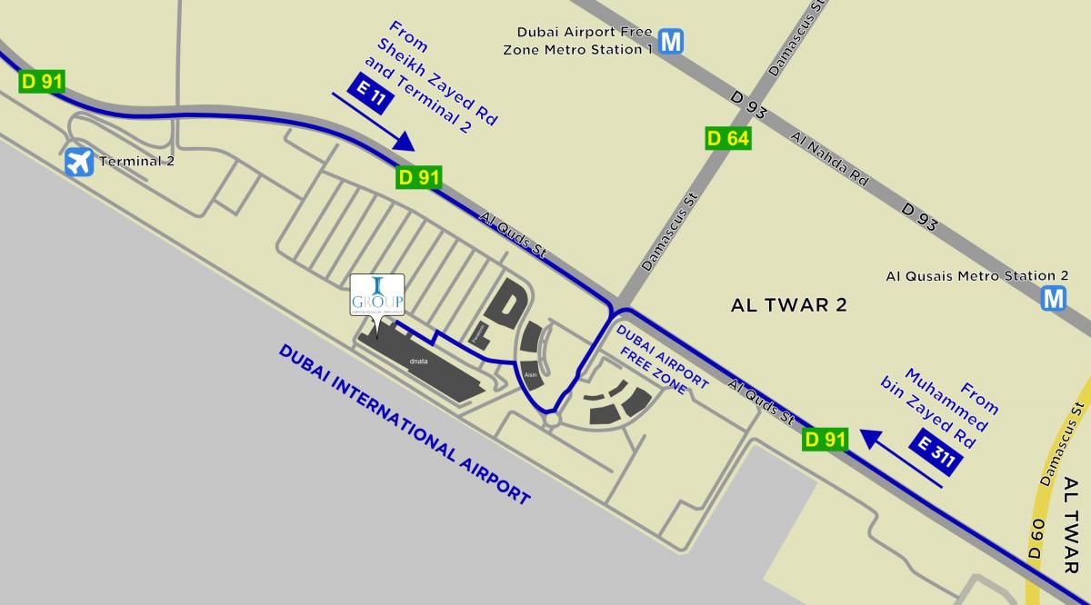 карта слободна зона аеродрома Дубаи